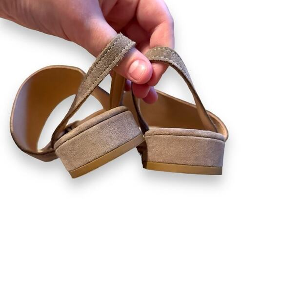 Les Italiennes Taupe Suede Double Strap‎ Buckle Slingback Flat Sandals Sz 39 - Picture 5 of 9